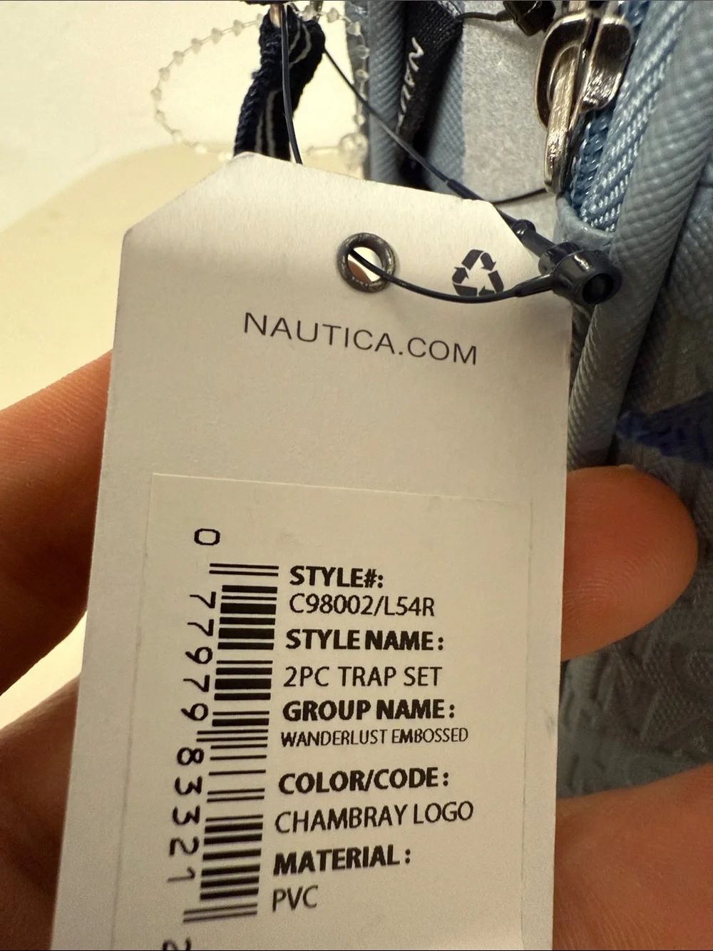 Nautica Light Blue Embossed Cosmetic Pouch 2 pcs Set Full Zipper 3D Print Logo
